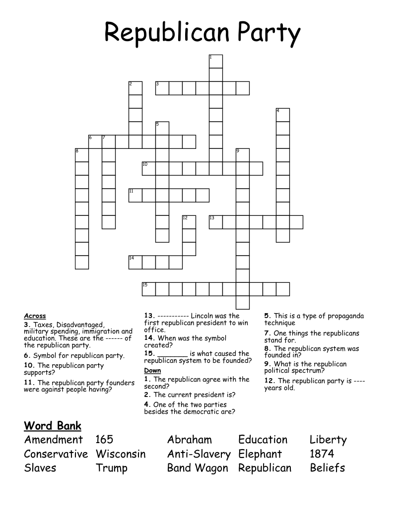 Republican Party Crossword