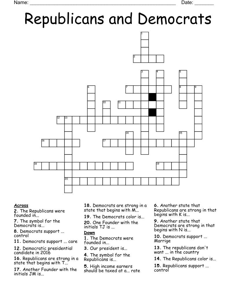 Republicans and Democrats Crossword