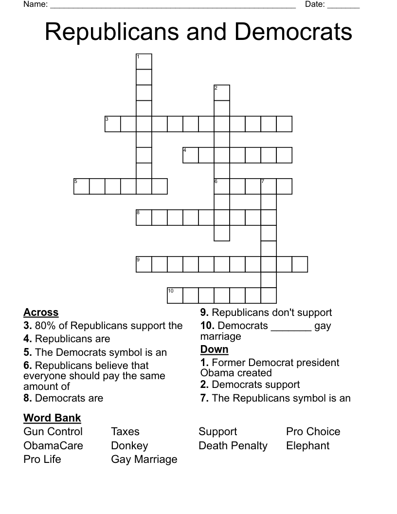 Republicans and Democrats  Crossword