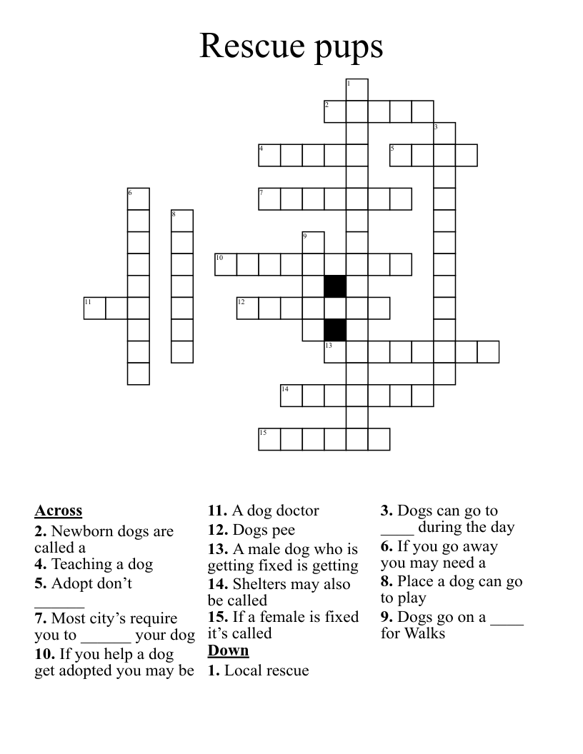 Rescue pups  Crossword