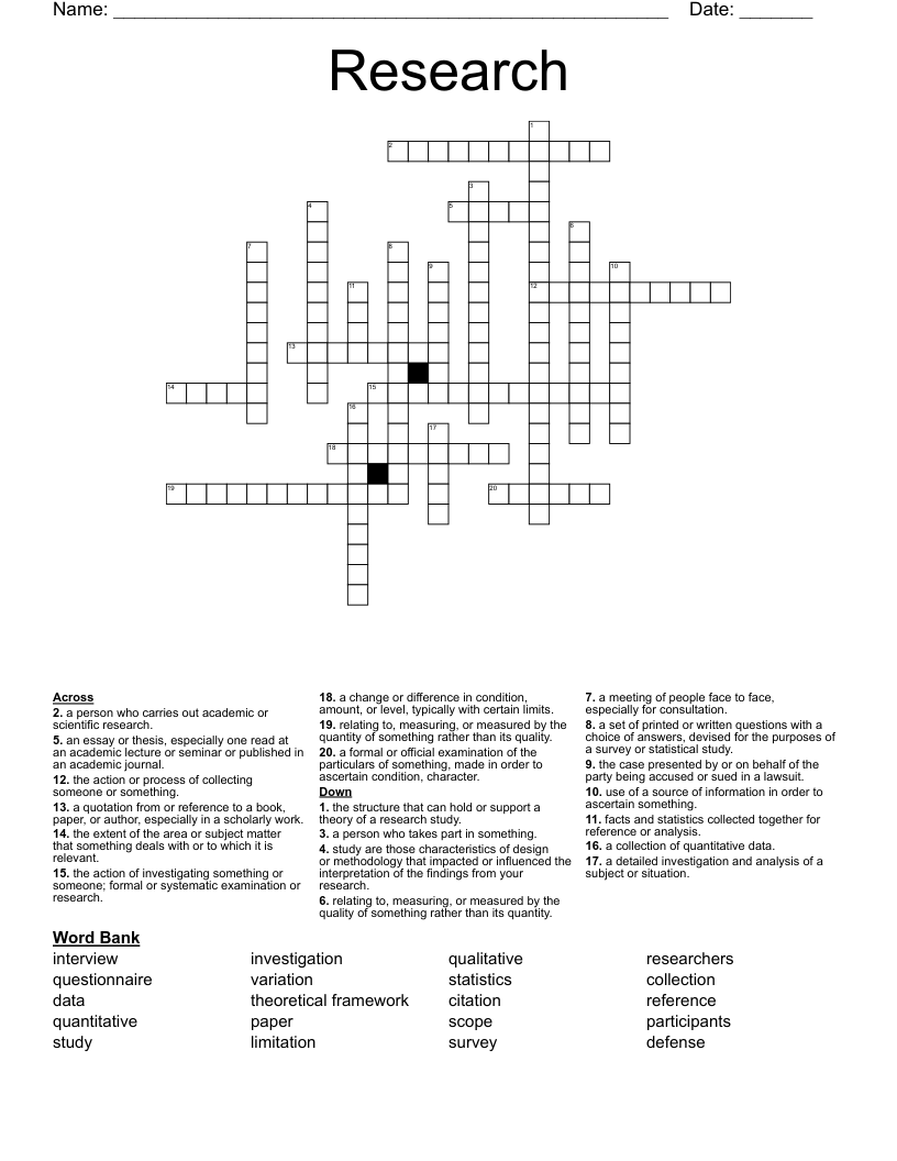 Research Crossword