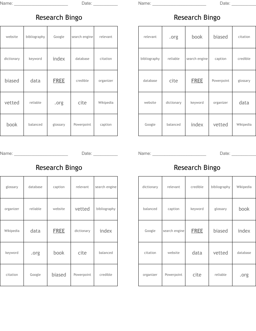 Research Bingo