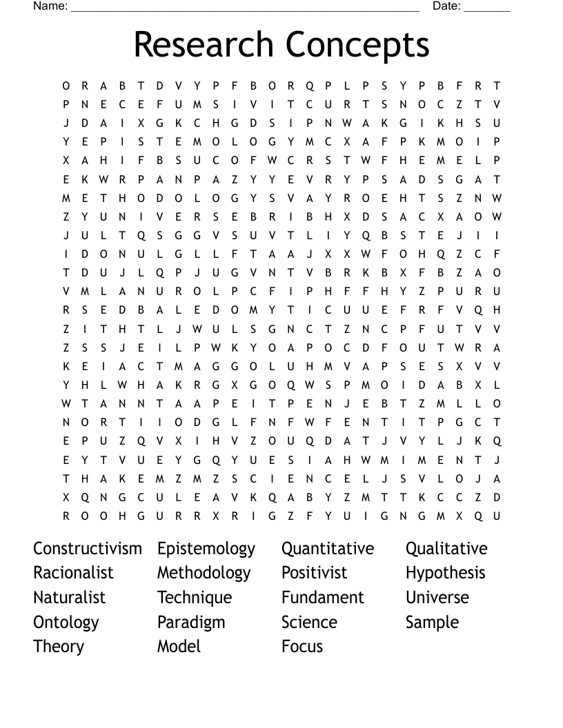 Research Concepts Word Search