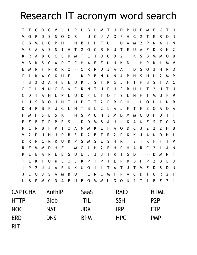 Research IT acronym word search