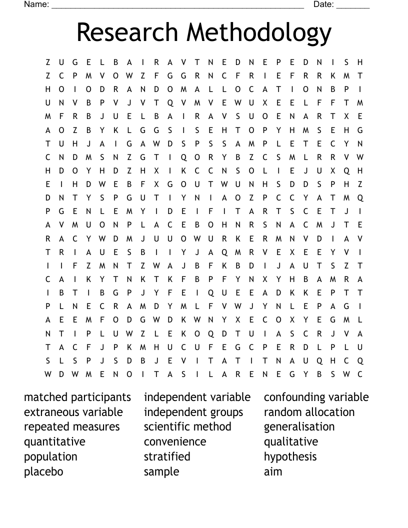Research Methodology Word Search