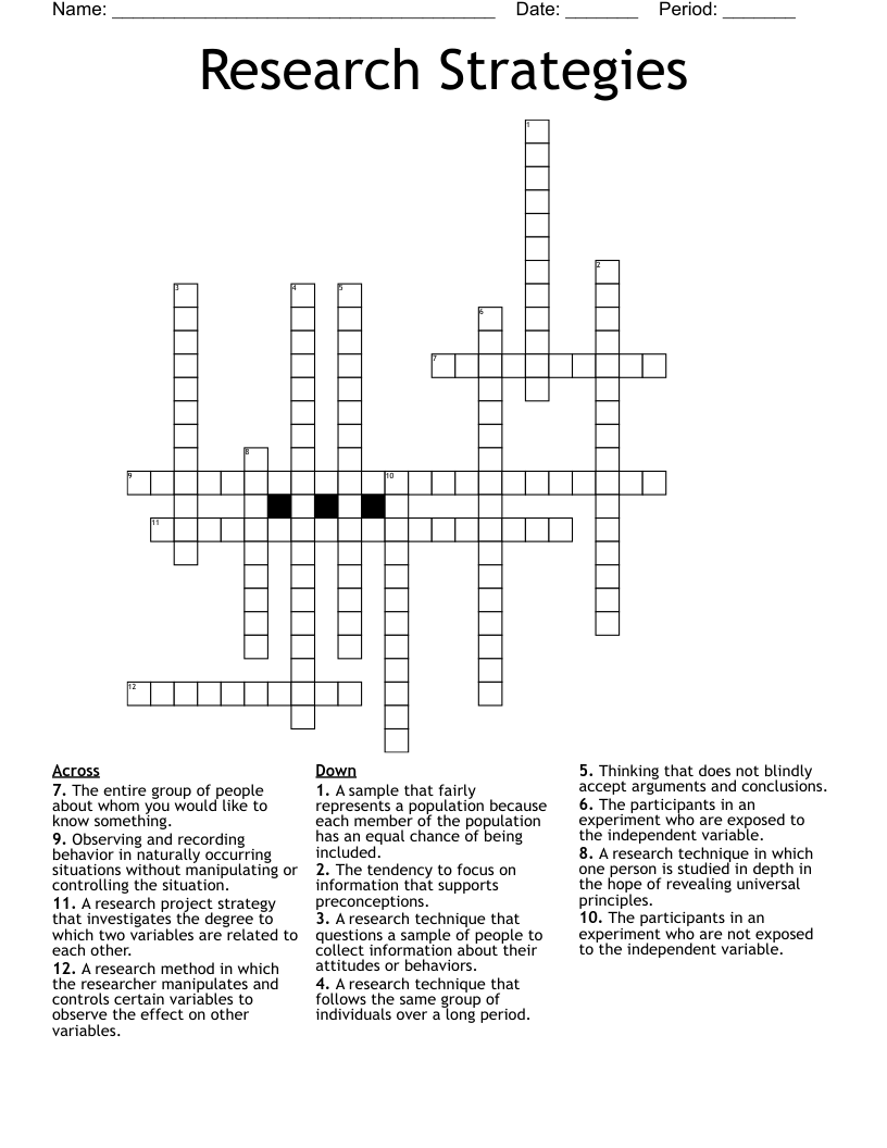Research Strategies Crossword
