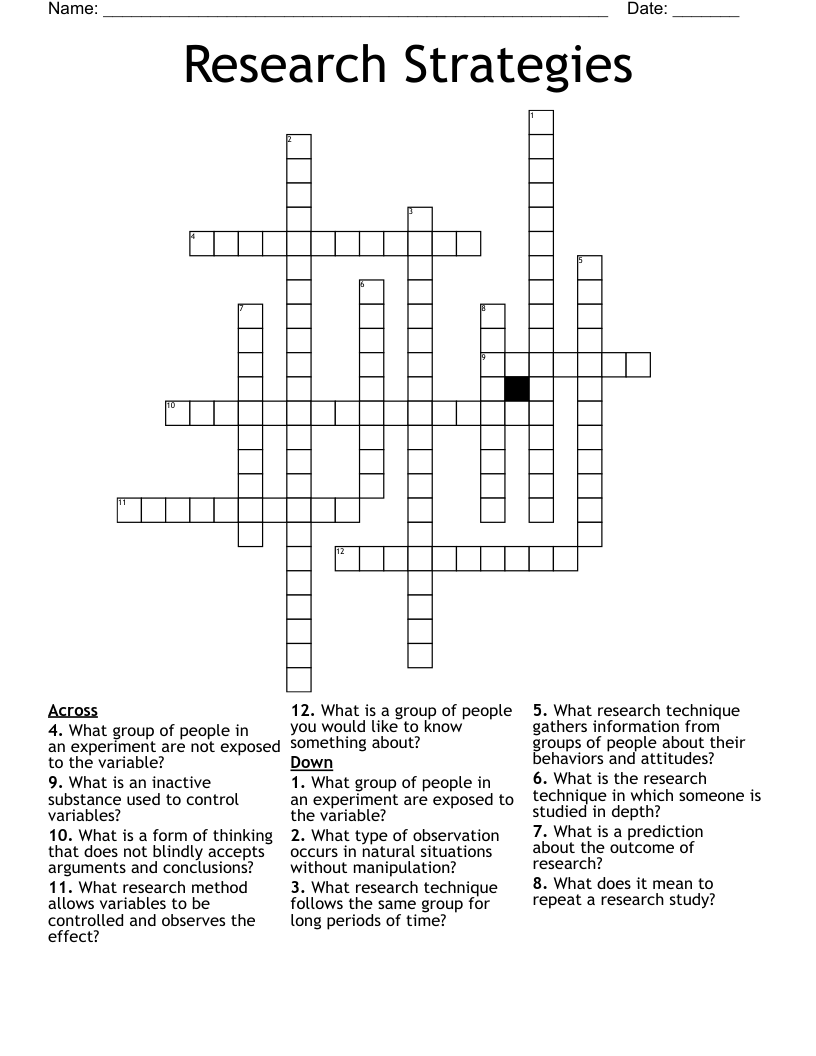 Research Strategies  Crossword
