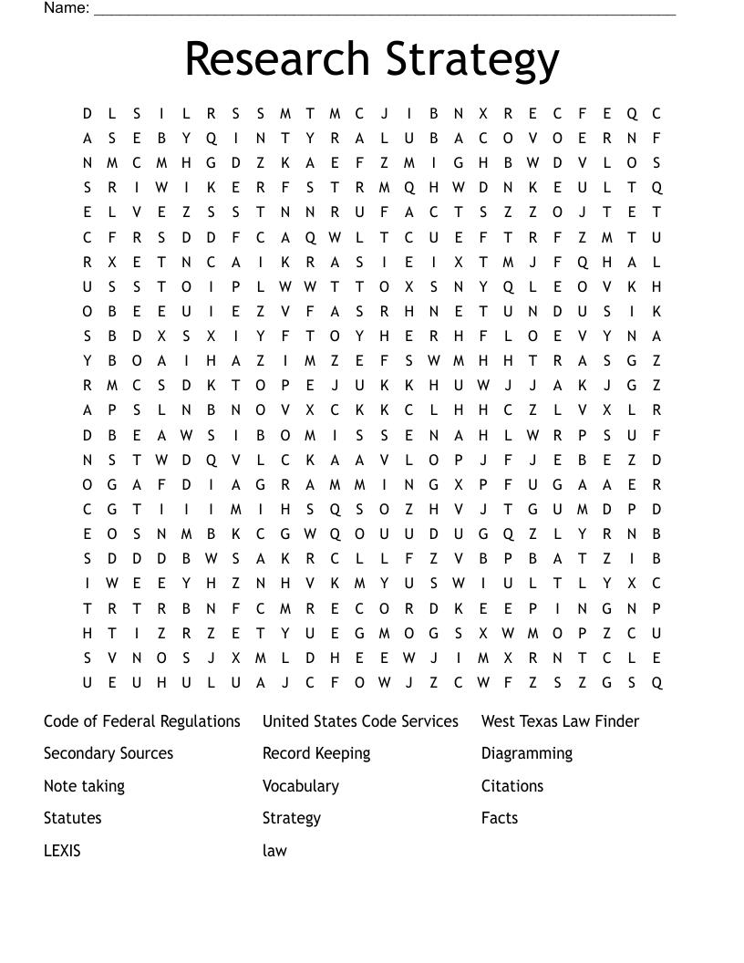 Research Strategy Word Search