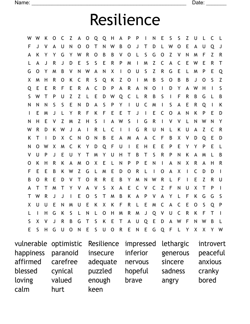 Resilience Word Search