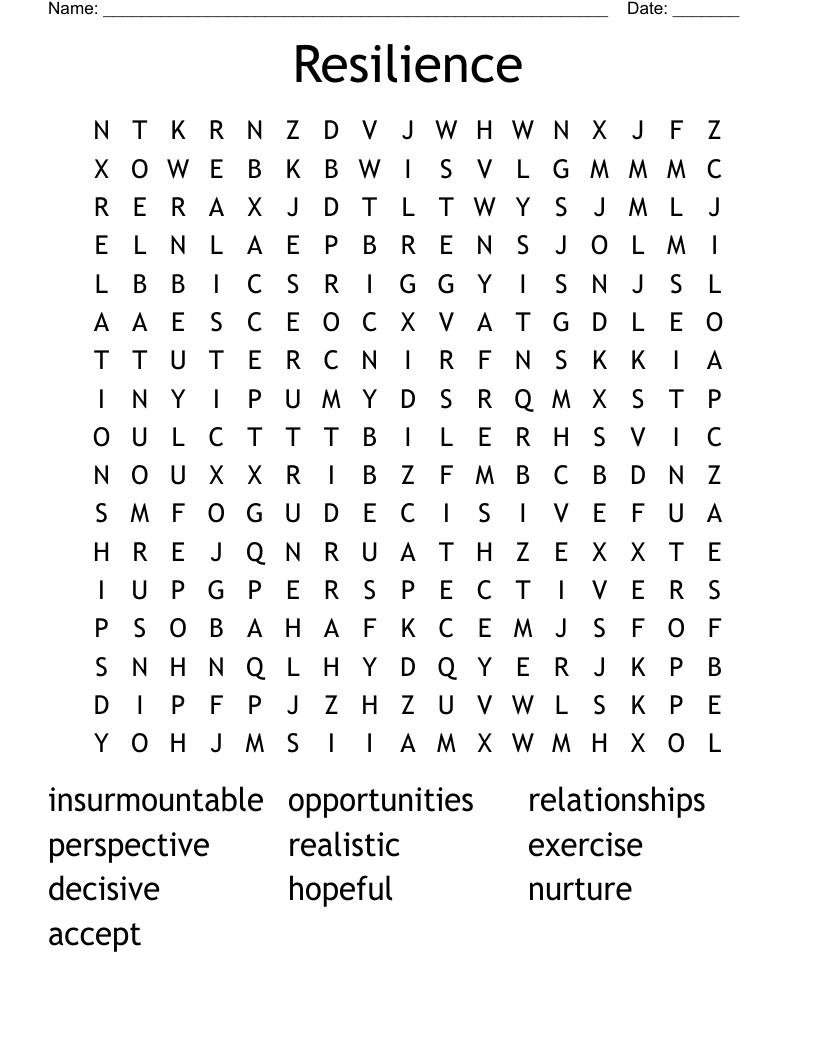 Resilience Word Search