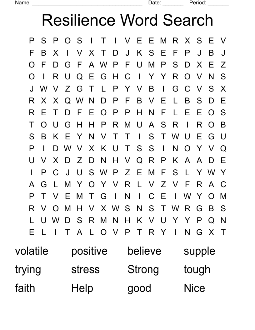 Resilience Word Search