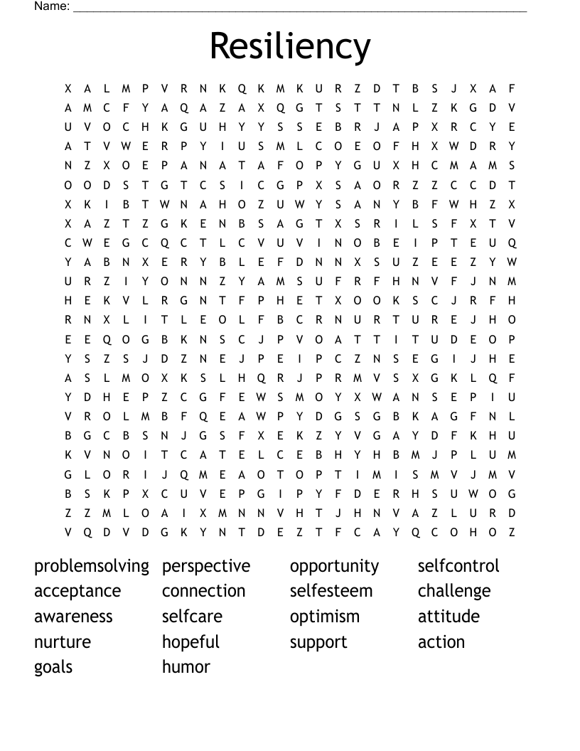 Resiliency  Word Search