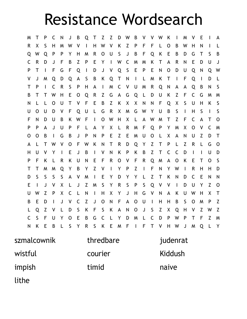 Resistance Wordsearch
