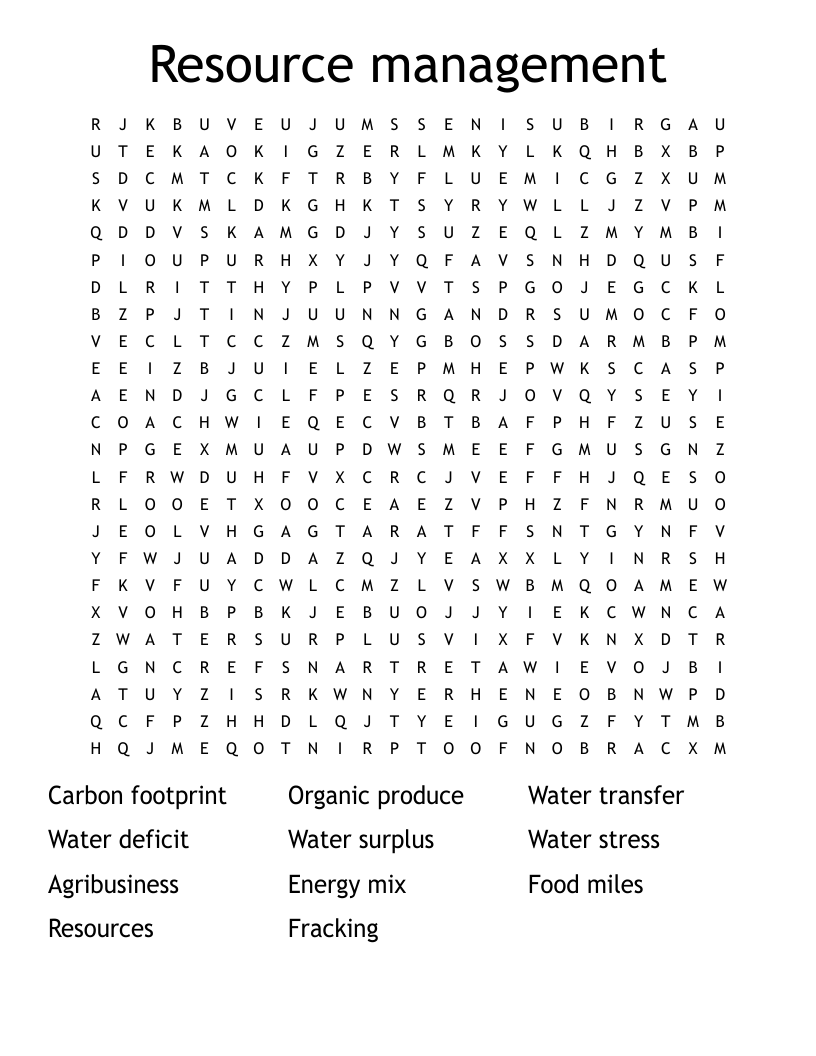 Resource management  Word Search