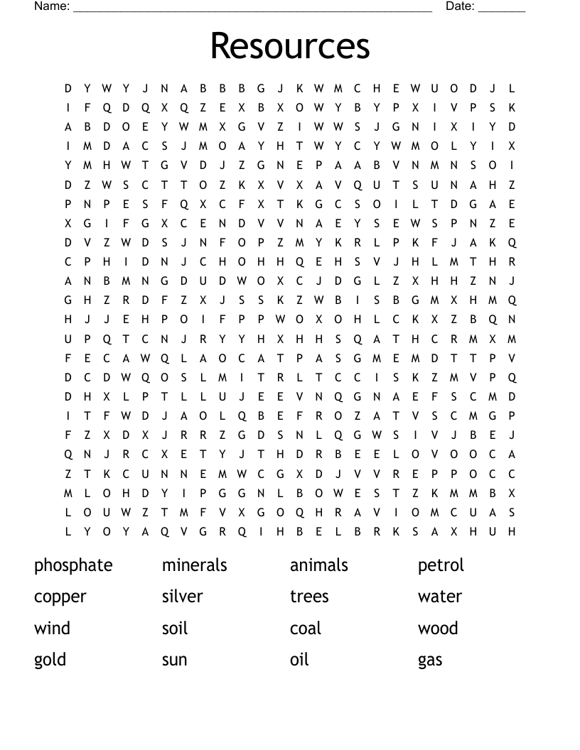 Resources Word Search