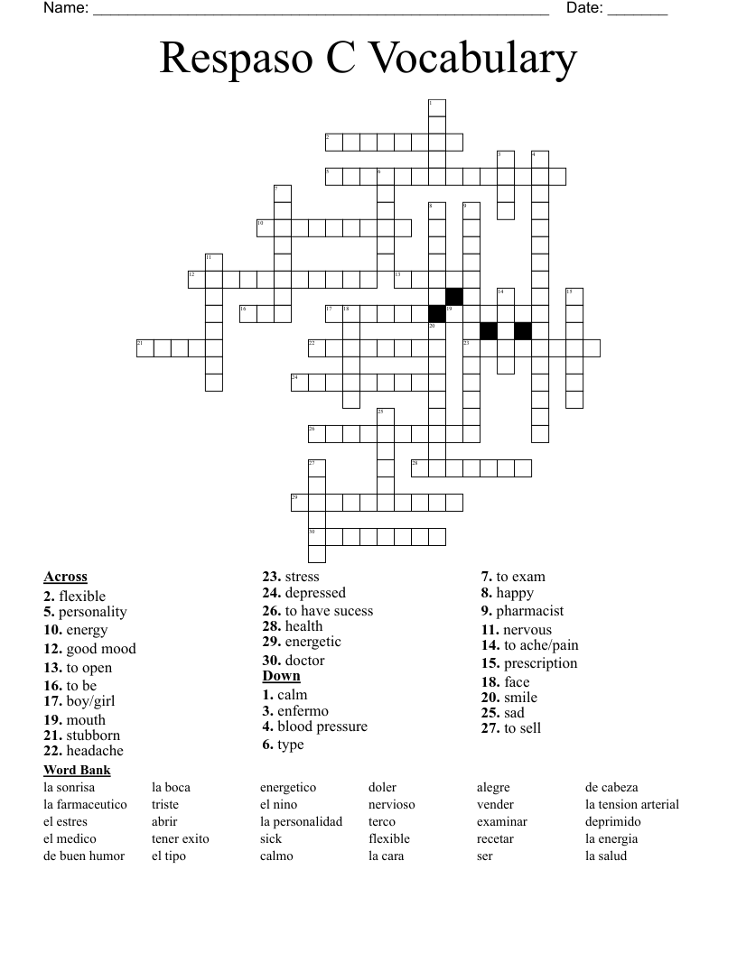 Respaso C Vocabulary Crossword