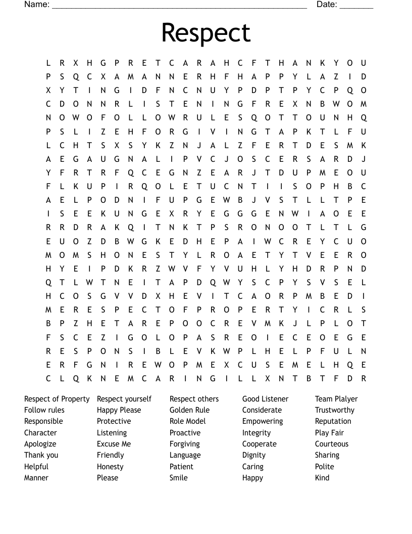 Respect Word Search