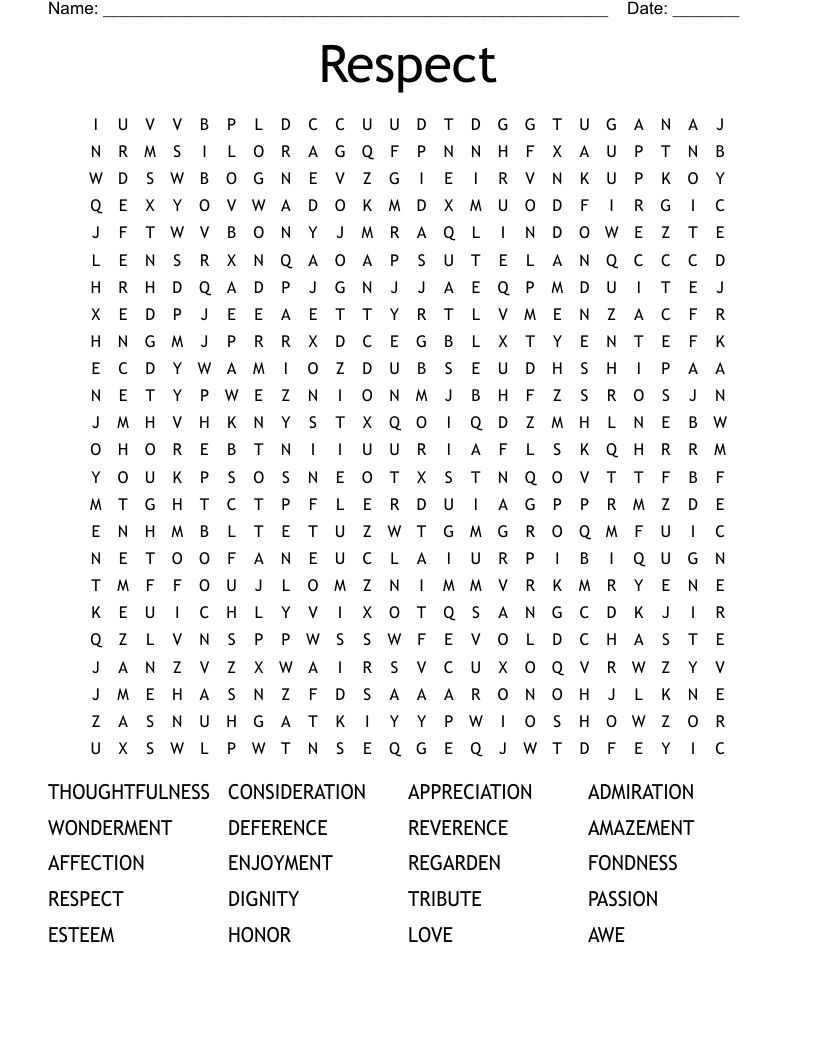 Respect Word Search