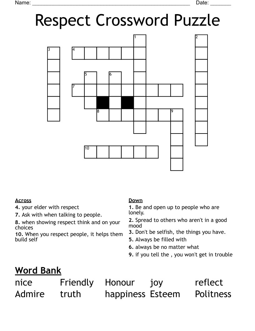 Respect Crossword Puzzle