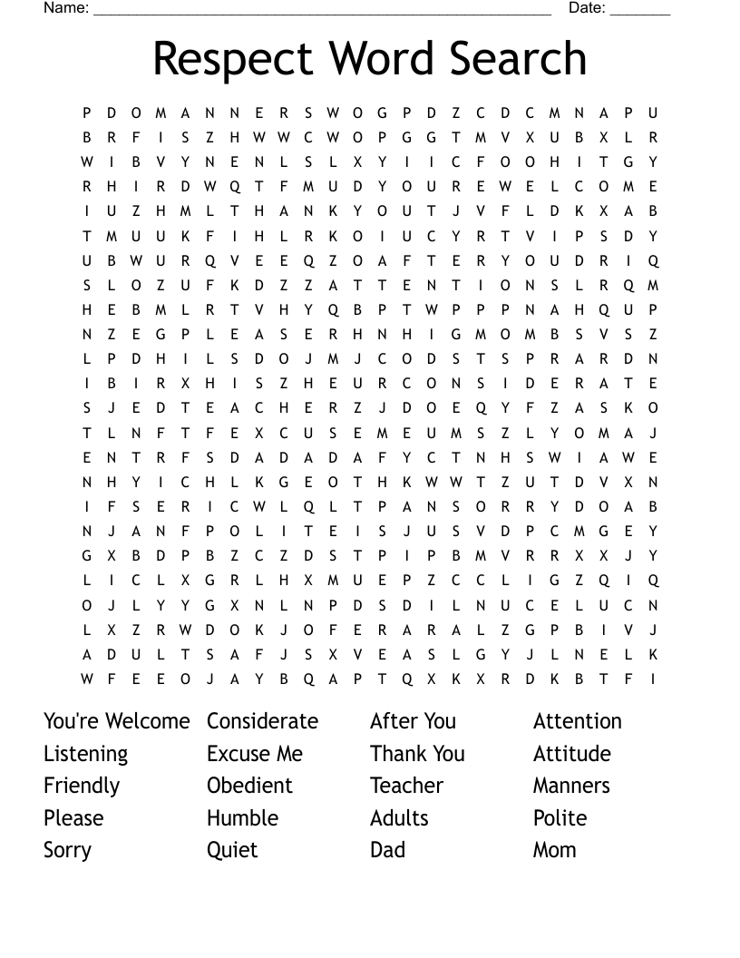 Respect Word Search