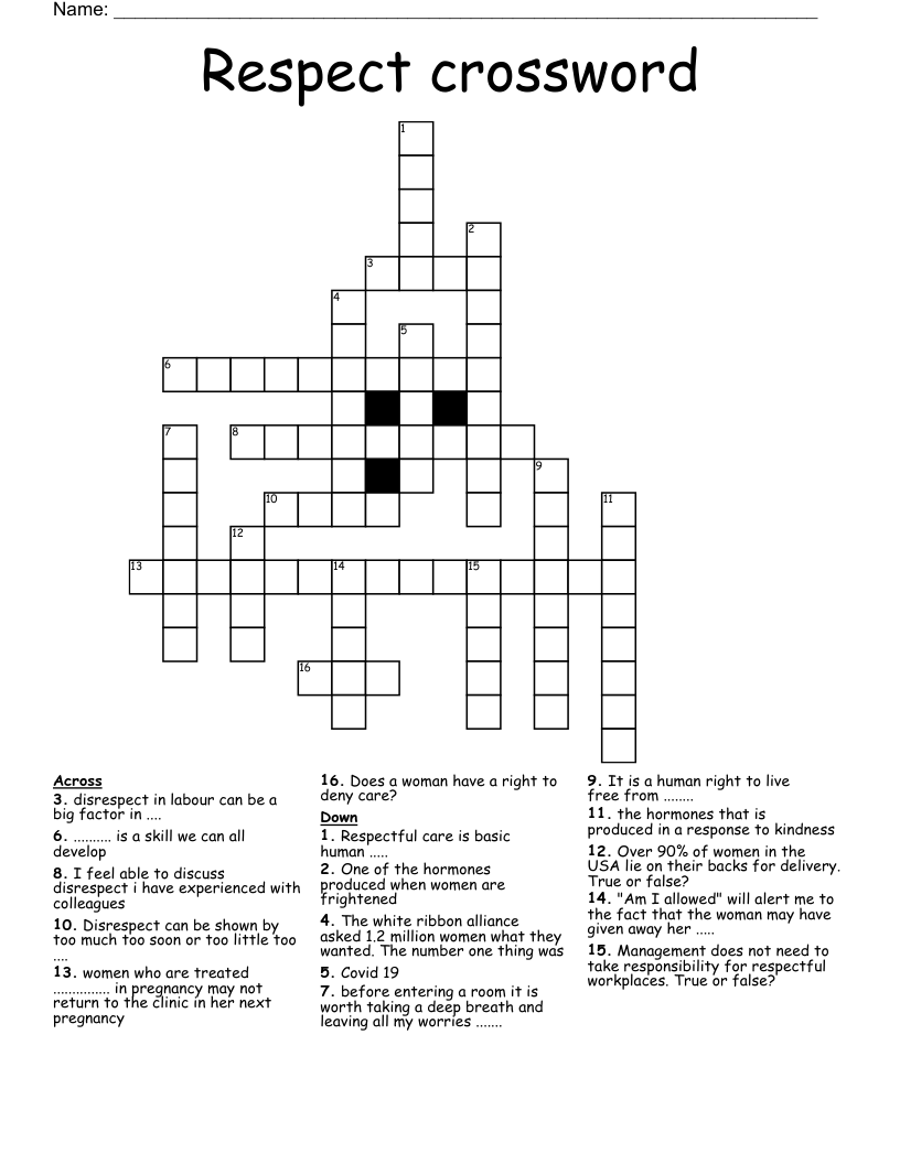 Respect crossword