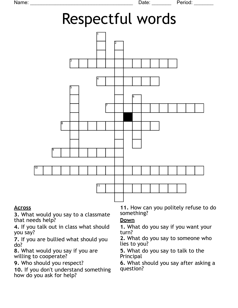 Respectful words Crossword