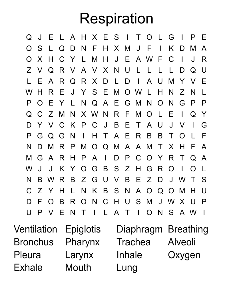 Respiration Word Search