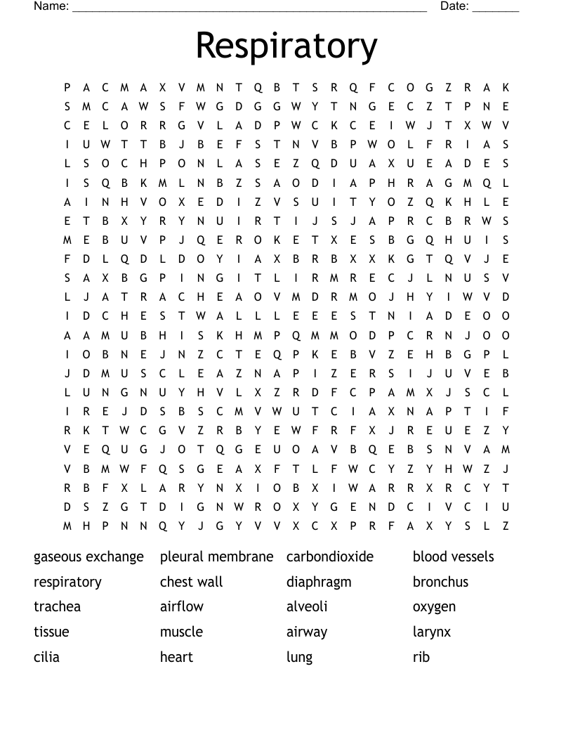 Respiratory Word Search