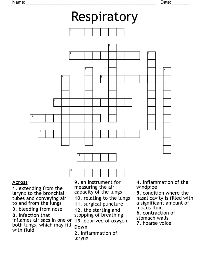 Respiratory Crossword