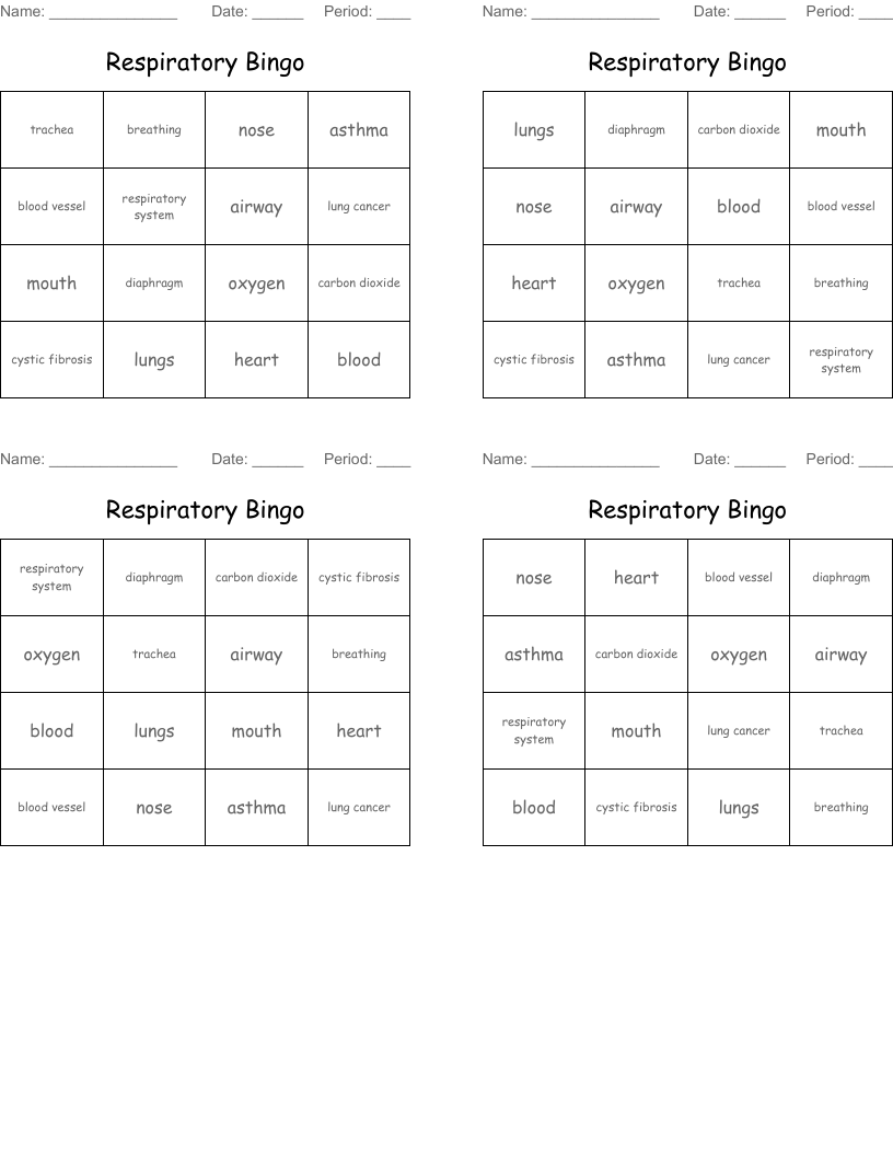 Respiratory Bingo