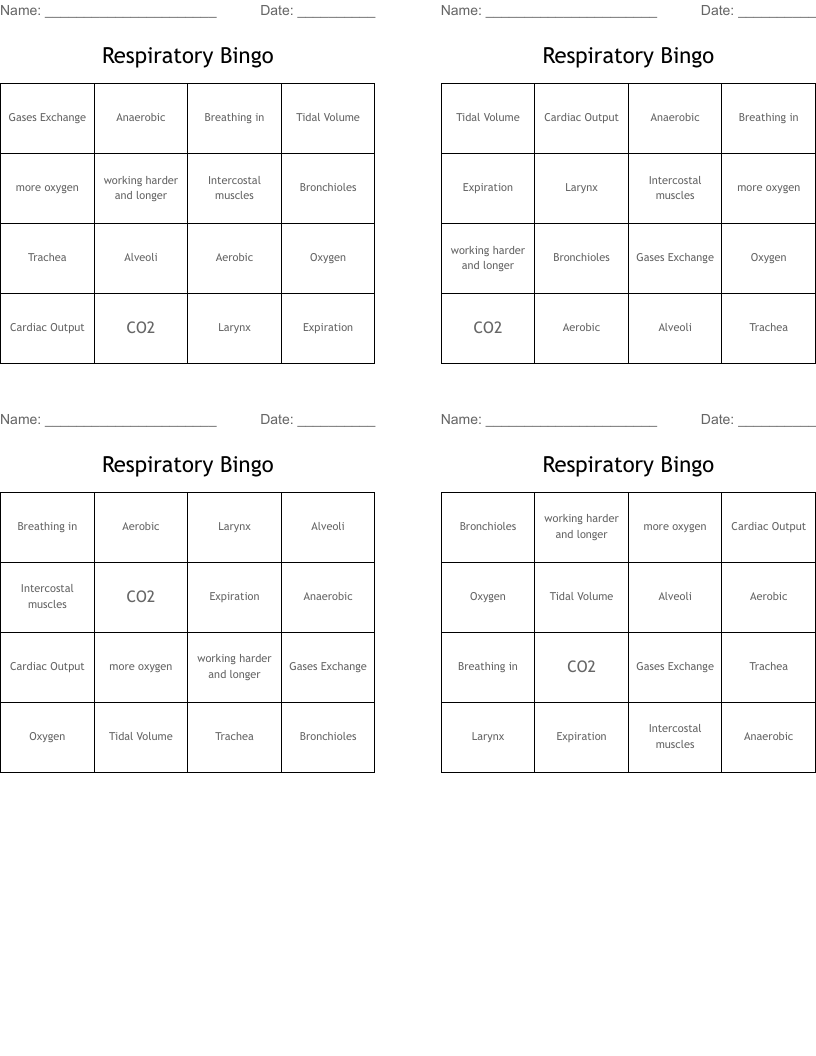 Respiratory Bingo