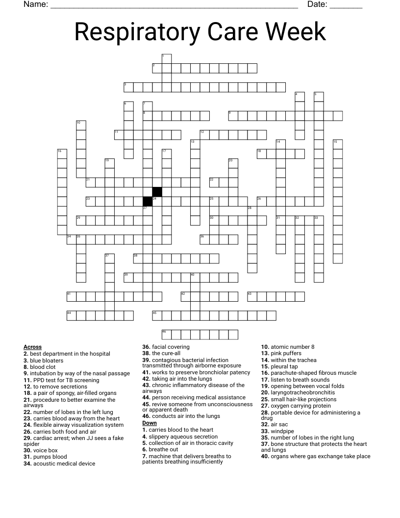 Respiratory Care Week Crossword