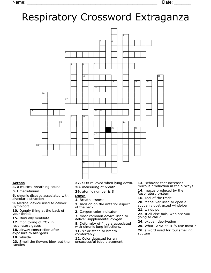 Respiratory Crossword Extraganza