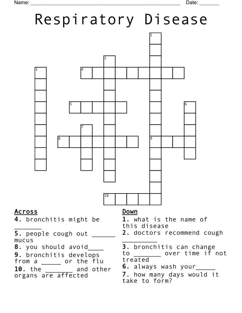 Respiratory Disease Crossword