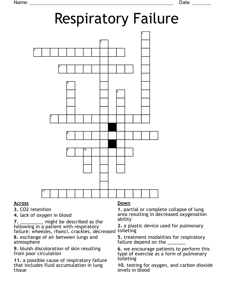 Respiratory Failure Crossword