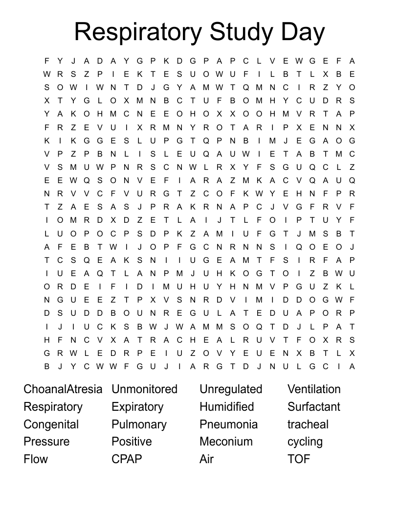 Respiratory Study Day Word Search