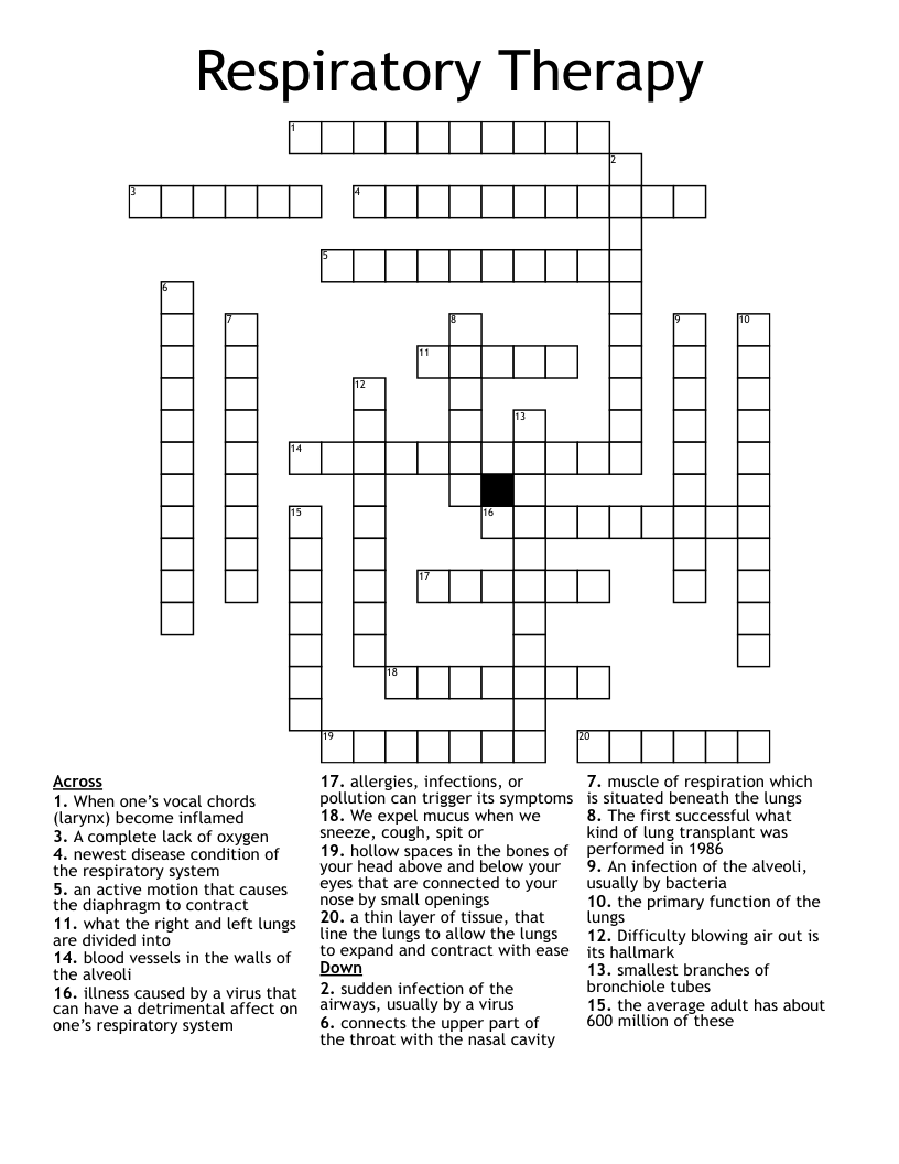 Respiratory Therapy Crossword