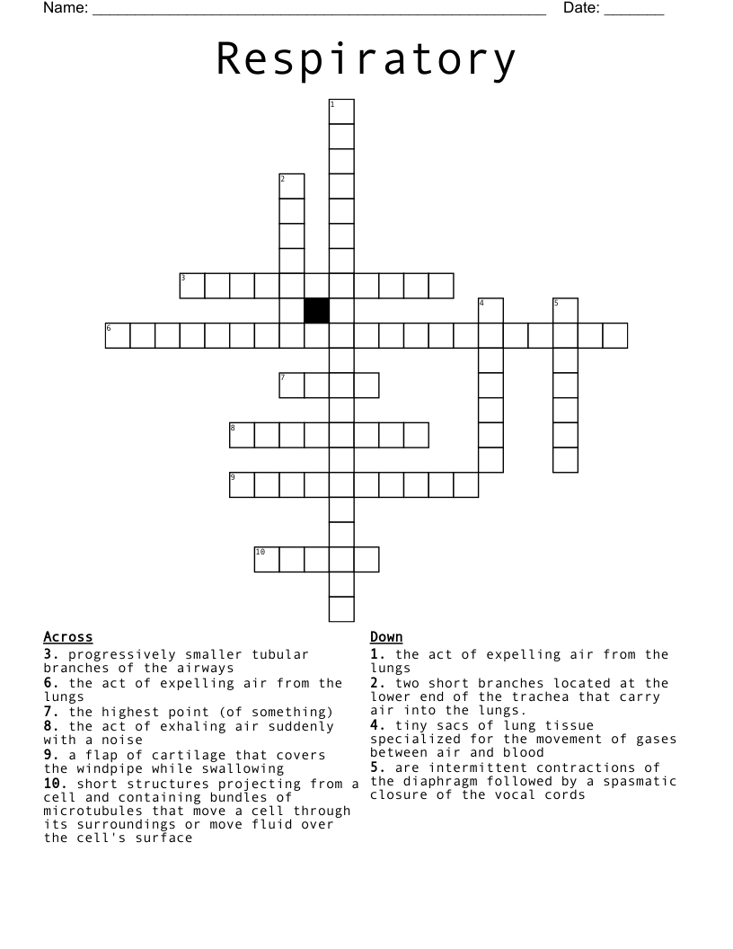 Respiratory  Crossword