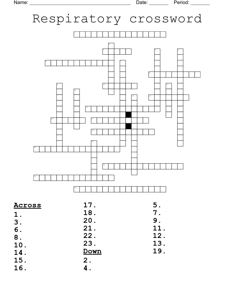 Respiratory crossword  