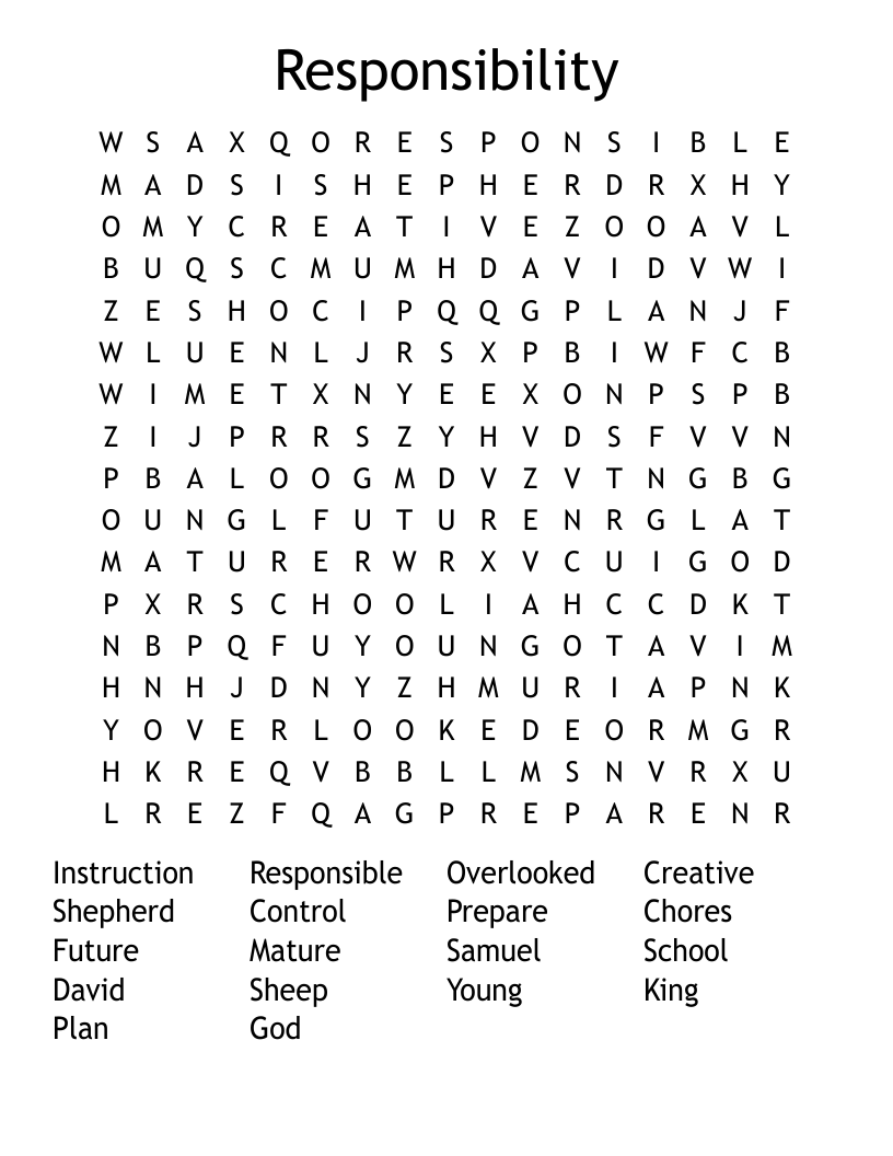 Responsibility Word Search