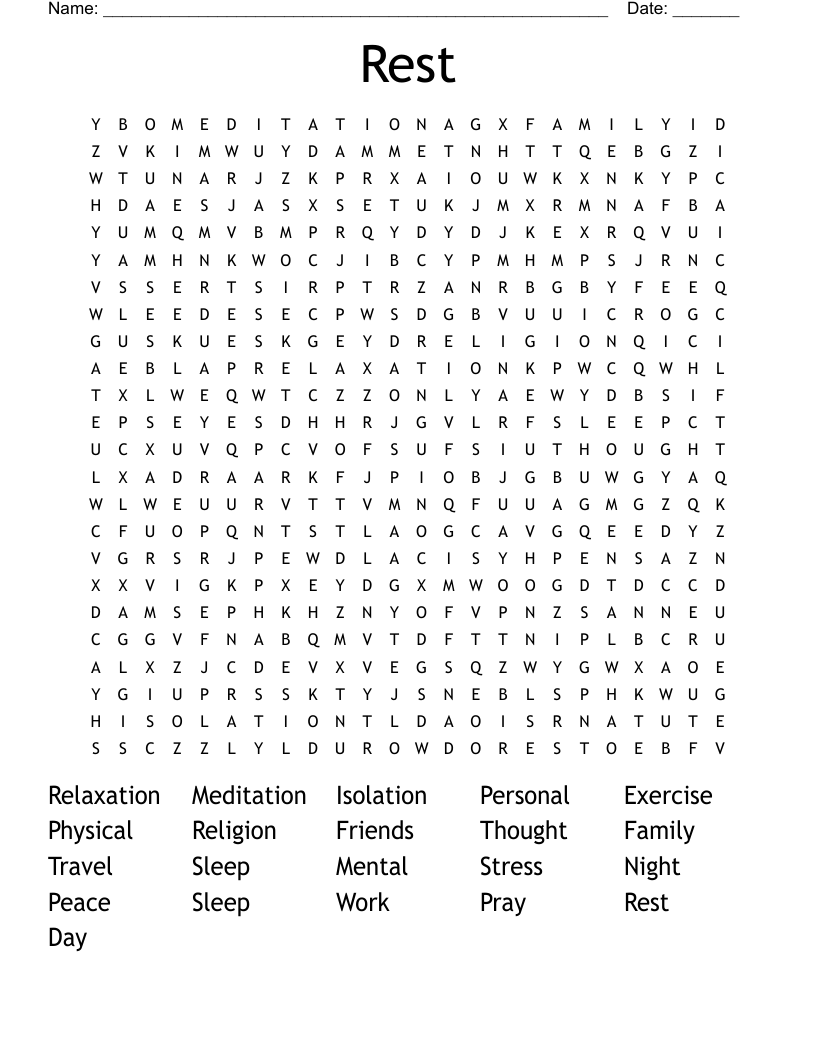 Rest Word Search