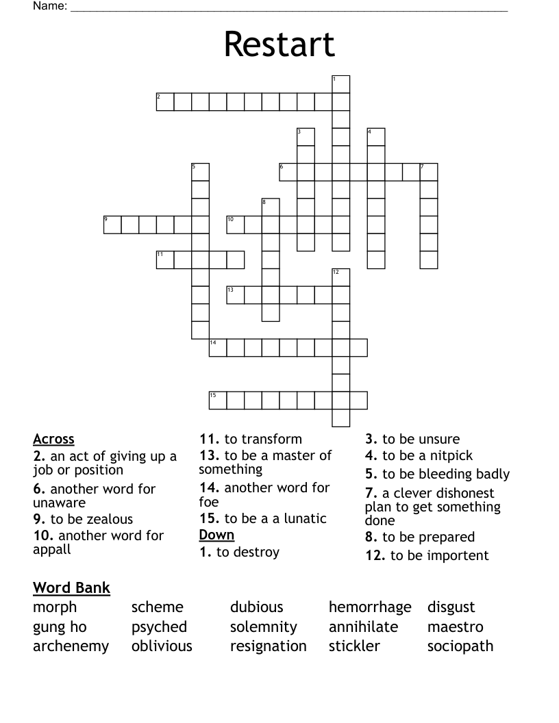 Restart Crossword