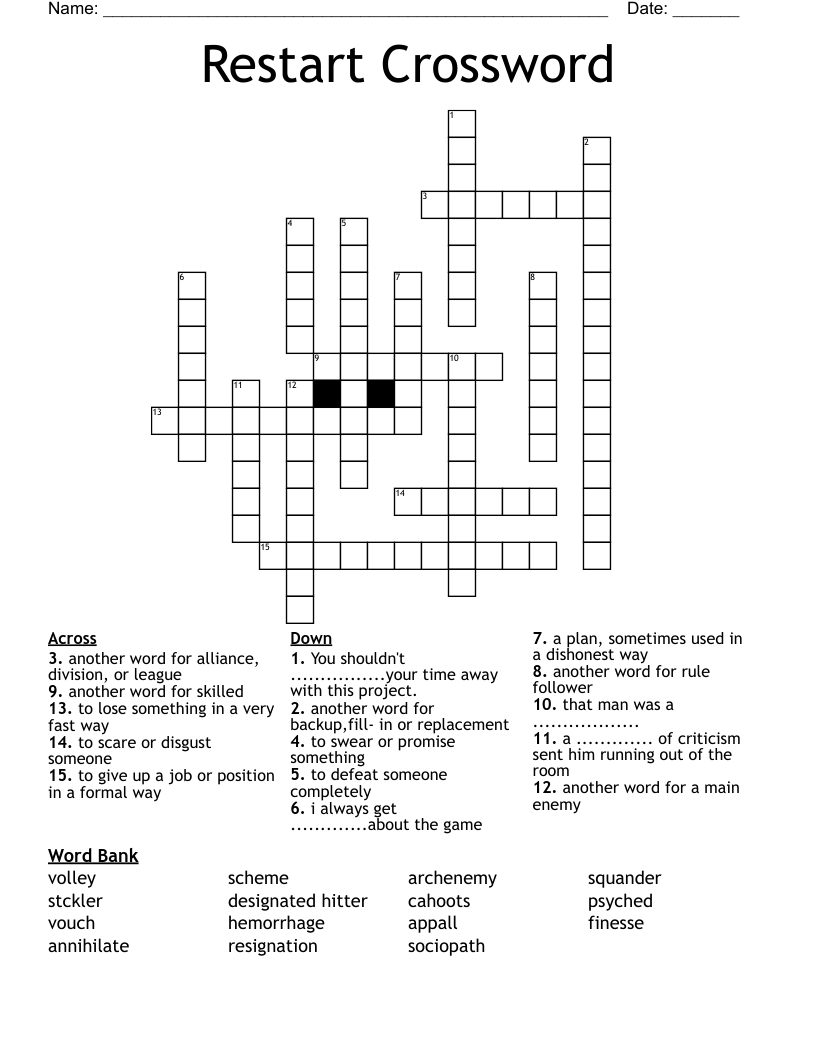 Restart Crossword