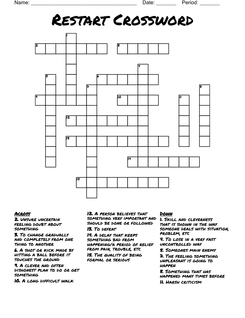 Restart Crossword