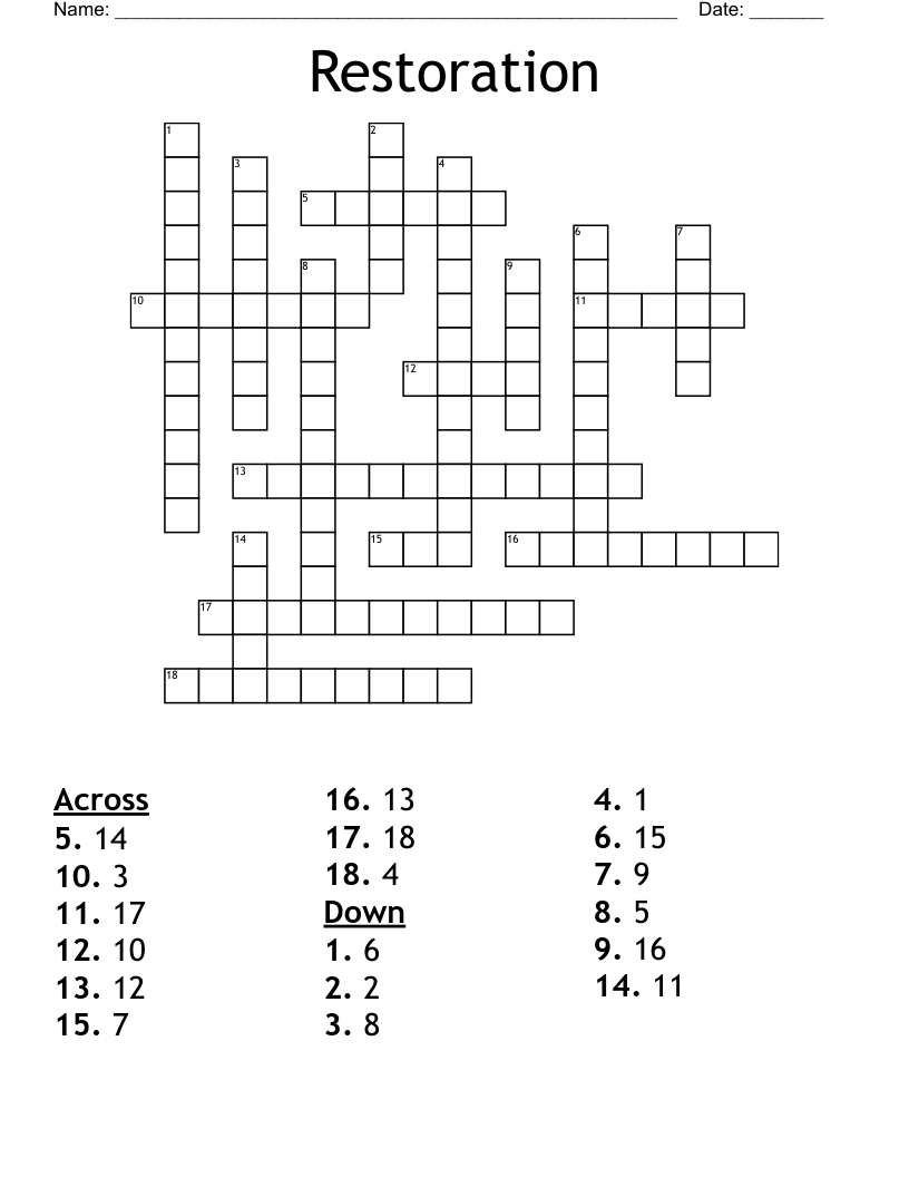 Restoration Crossword
