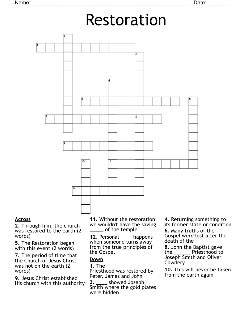 Restoration Crossword