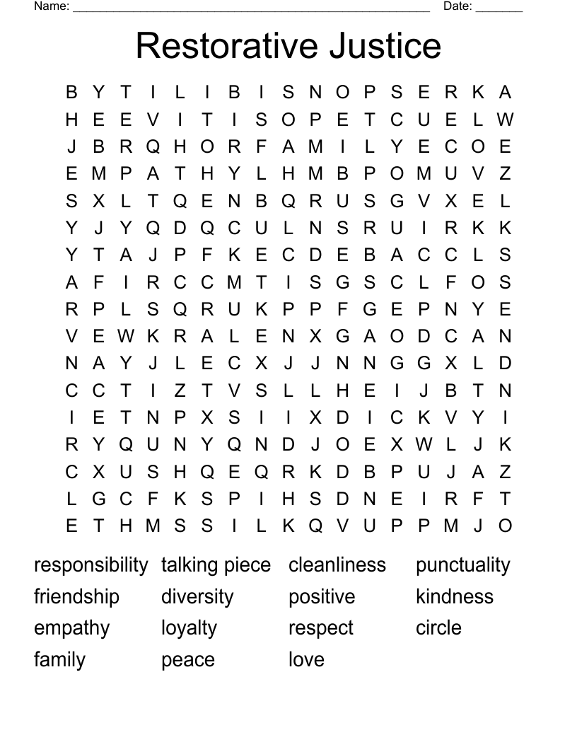 Restorative Justice Word Search