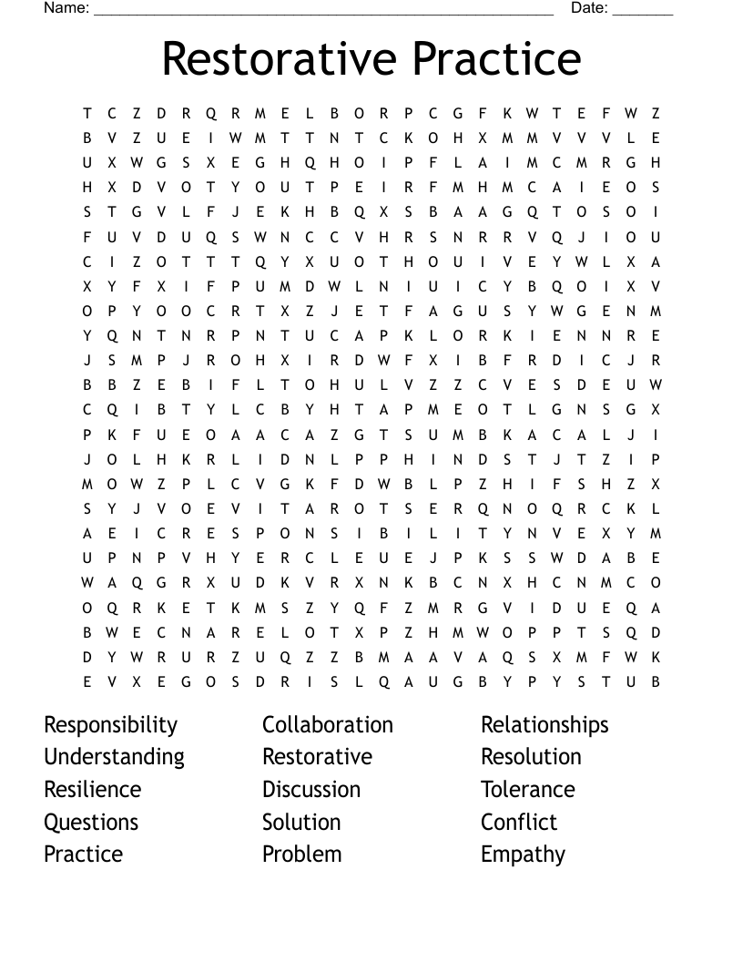 Restorative Practice Word Search
