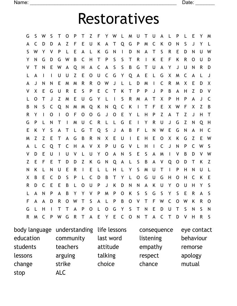 Restoratives Word Search