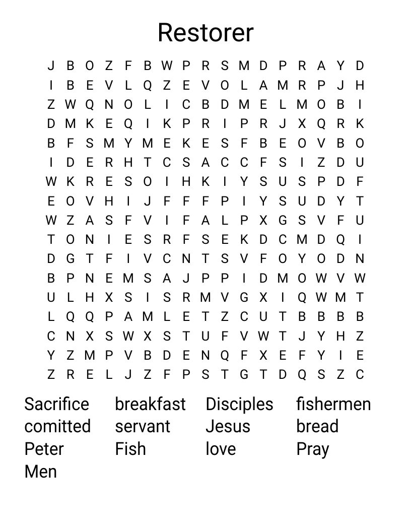 Restorer Word Search